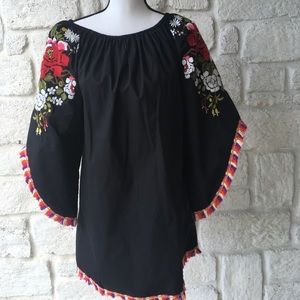 Velzera Black Embroidered Dress / Size Large